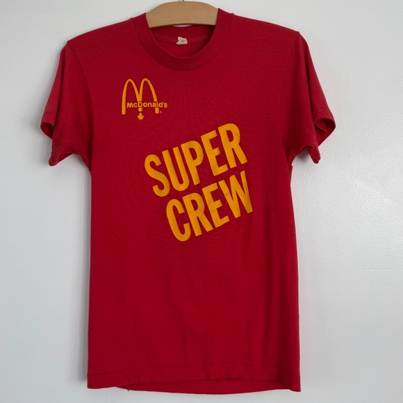 Vintage late 80s/90s McDonald's "Super Crew" Staff T-Shirt Unisex Size XS/S - Picture 1 of 10